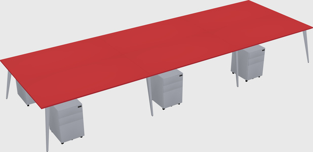 Shared rectangular office desk system