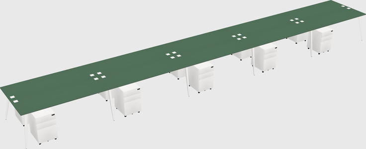 Shared rectangular office desk system