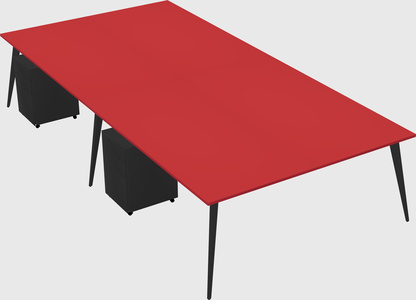Shared rectangular office desk system