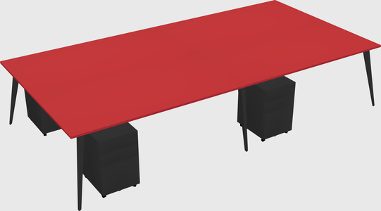Shared rectangular office desk system