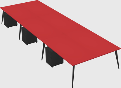 Shared rectangular office desk system