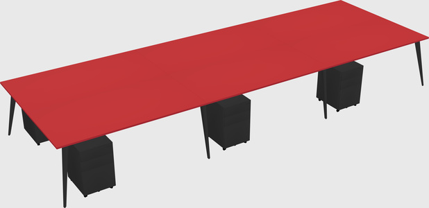 Shared rectangular office desk system
