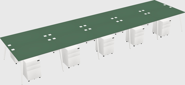 Shared rectangular office desk system