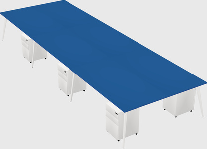 Shared rectangular office desk system