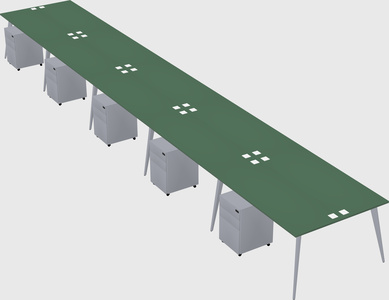 Shared rectangular office desk system
