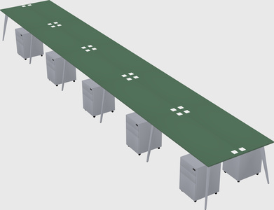 Shared rectangular office desk system