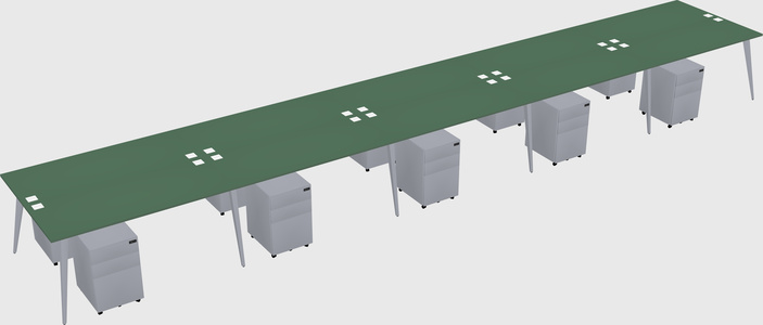 Shared rectangular office desk system