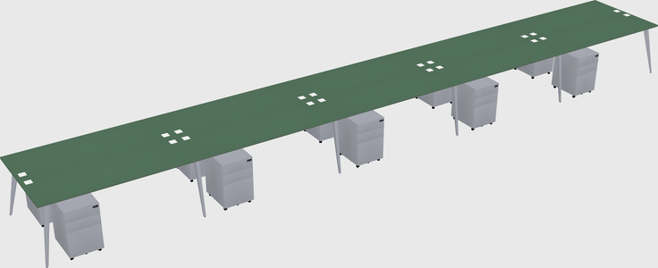 Shared rectangular office desk system