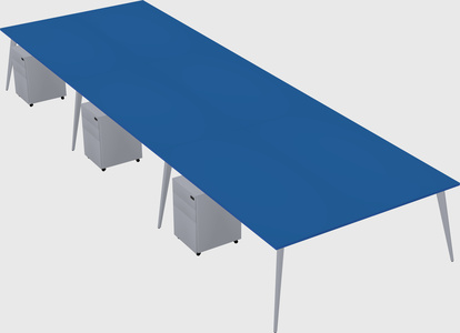 Shared rectangular office desk system