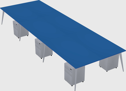 Shared rectangular office desk system