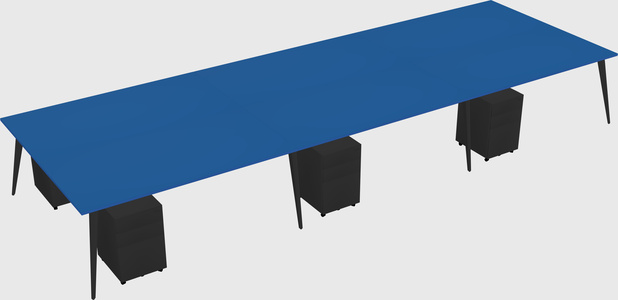 Shared rectangular office desk system