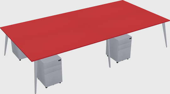 Shared rectangular office desk system