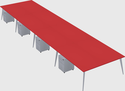 Shared rectangular office desk system