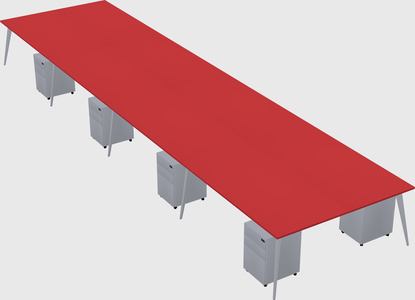 Shared rectangular office desk system