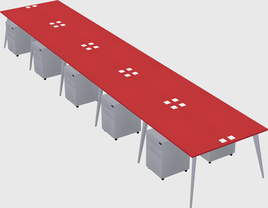 Shared rectangular office desk system