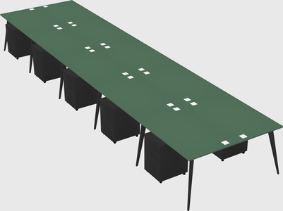 Shared rectangular office desk system