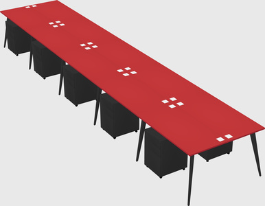 Shared rectangular office desk system