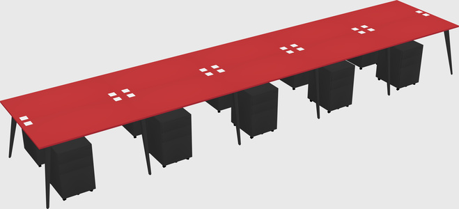 Shared rectangular office desk system