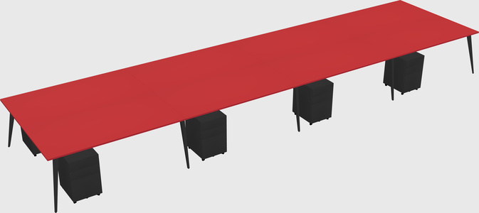 Shared rectangular office desk system