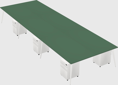 Shared rectangular office desk system