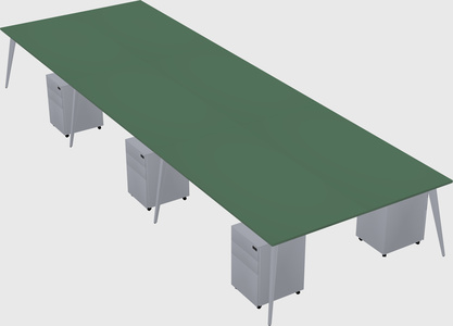 Shared rectangular office desk system