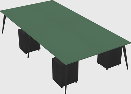 Shared rectangular office desk system