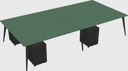 Shared rectangular office desk system