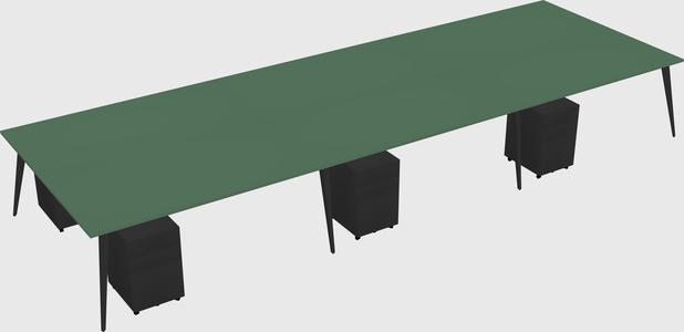 Shared rectangular office desk system