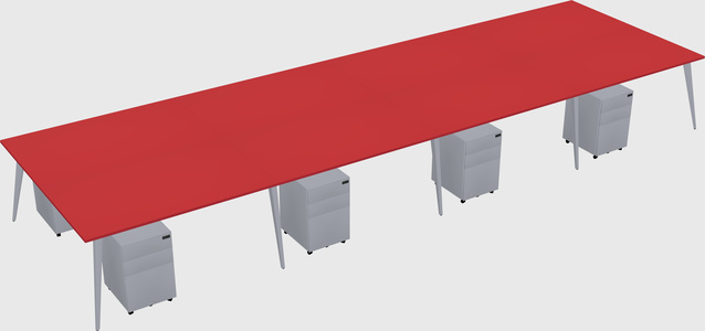 Shared rectangular office desk system