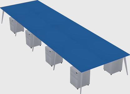 Shared rectangular office desk system