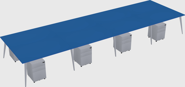 Shared rectangular office desk system
