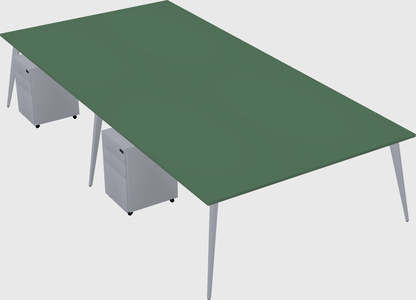 Shared rectangular office desk system