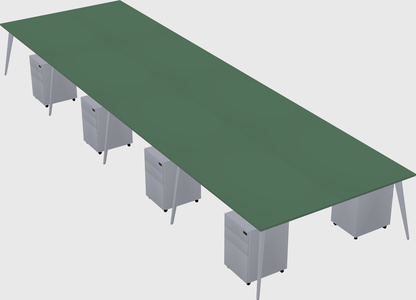 Shared rectangular office desk system