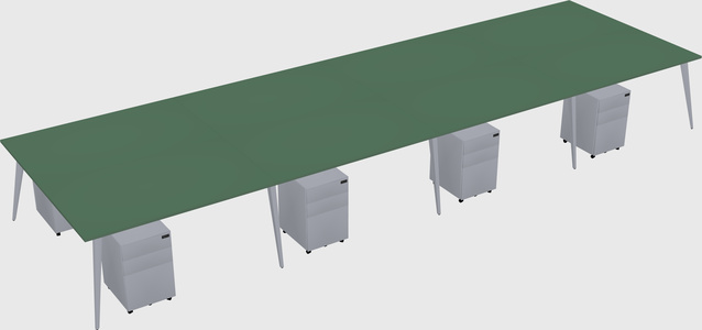 Shared rectangular office desk system
