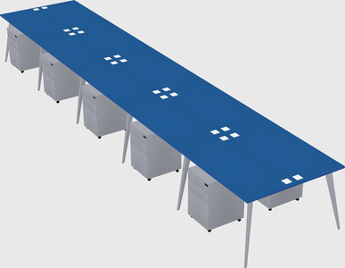 Shared rectangular office desk system