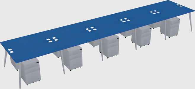 Shared rectangular office desk system