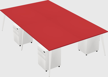 Shared rectangular office desk system