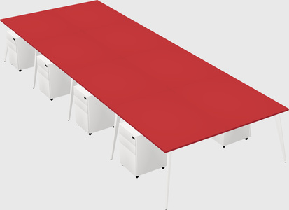 Shared rectangular office desk system