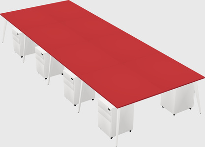 Shared rectangular office desk system