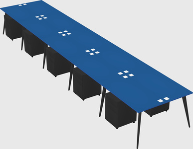 Shared rectangular office desk system