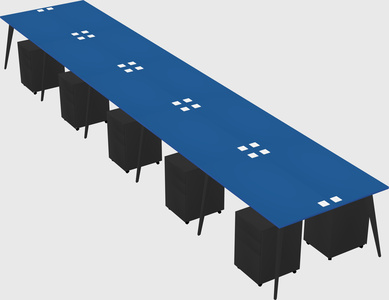 Shared rectangular office desk system