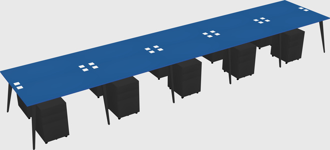 Shared rectangular office desk system