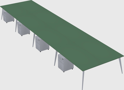 Shared rectangular office desk system