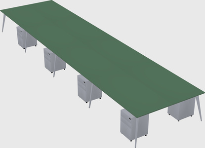 Shared rectangular office desk system