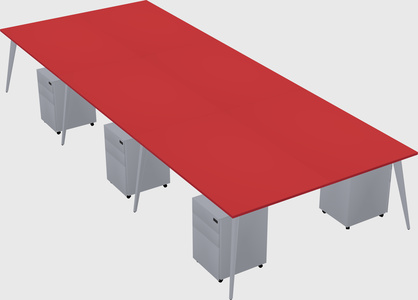Shared rectangular office desk system
