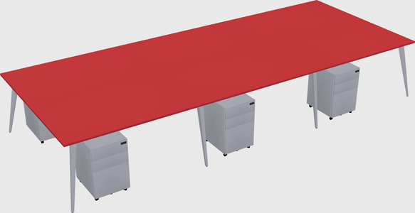 Shared rectangular office desk system