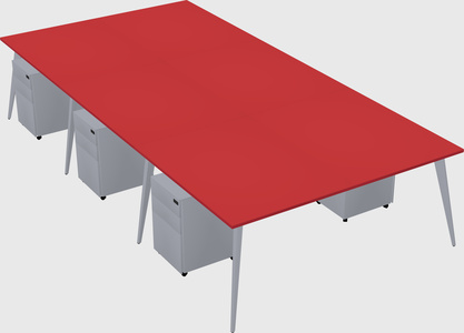 Shared rectangular office desk system