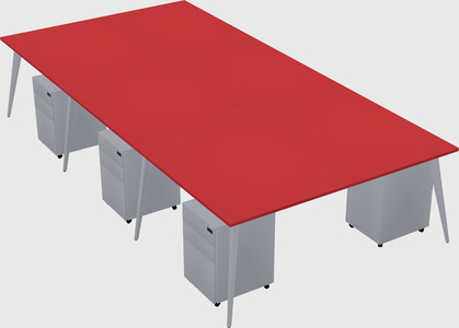 Shared rectangular office desk system
