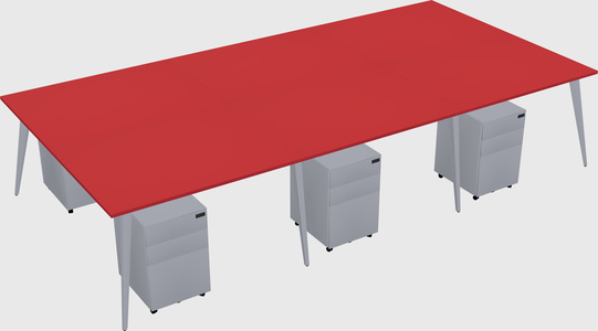 Shared rectangular office desk system