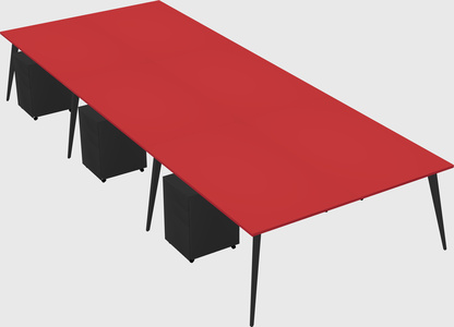 Shared rectangular office desk system
